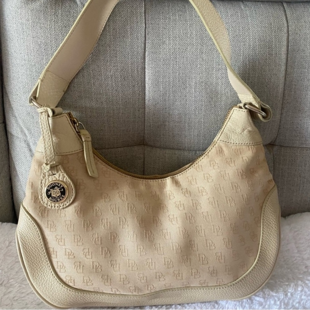 PRICE CUT! Dooney & Bourke Vintage Leather and Canvas Shoulder Bag EUC